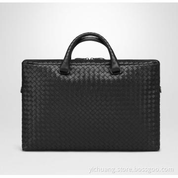 weave fashion leather brief bag